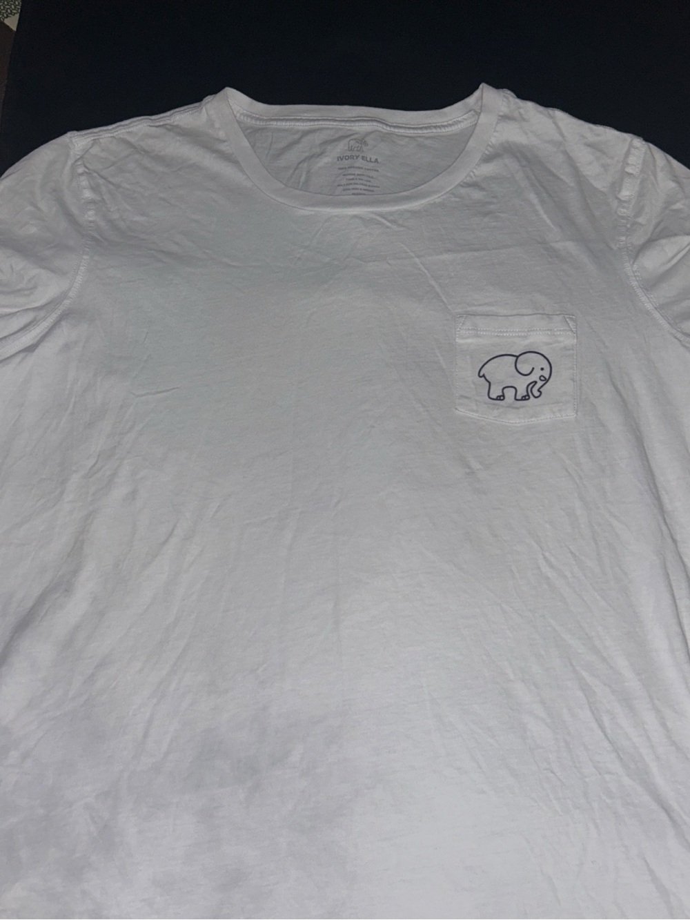 Ivory Ella White Crewneck Pocket Tee with Elephant Outline